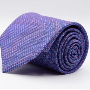 Made In Italy - Purple Print Silk Handmade Tie